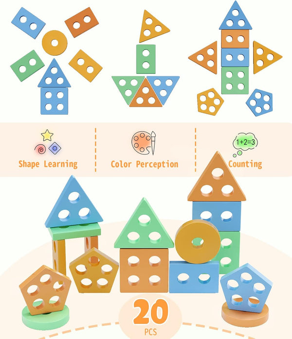 Wooden Shape Sorting Playset for Toddlers