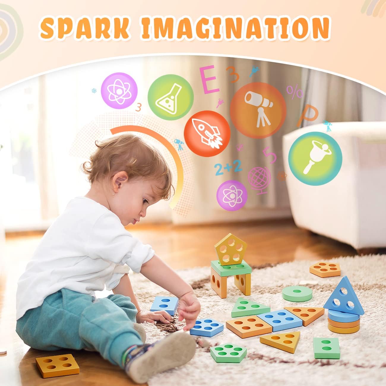 Wooden Shape Sorting Playset for Toddlers